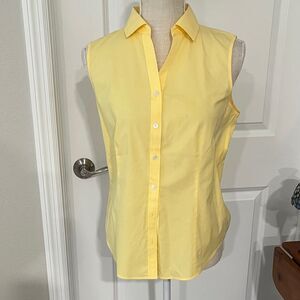 Talbots Petite Sunny Yellow Sleeveless Button-Down Shirt Wrinkle Resistant NWT